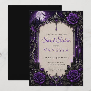 Invitation Luxueux Strass Violets Paillettes sweet 16