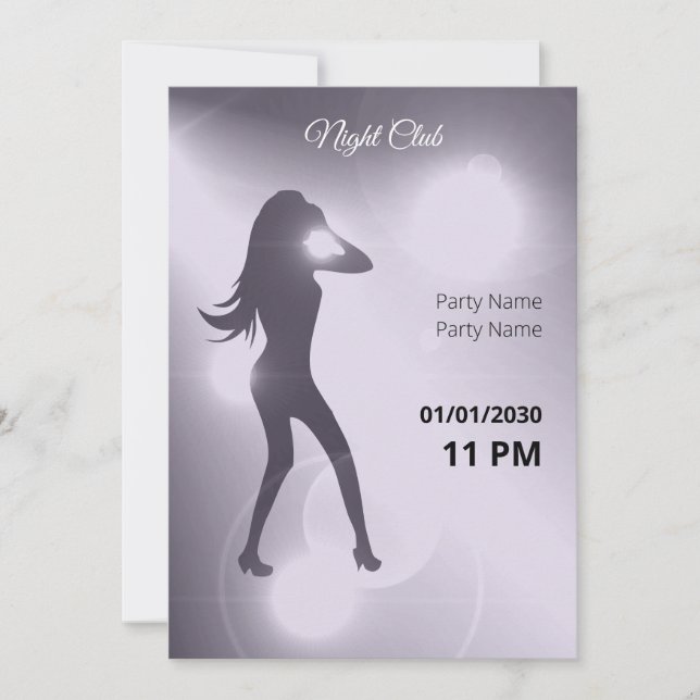 Invitation Luxueux Violet brillant fille de danse Silhouette (Devant)