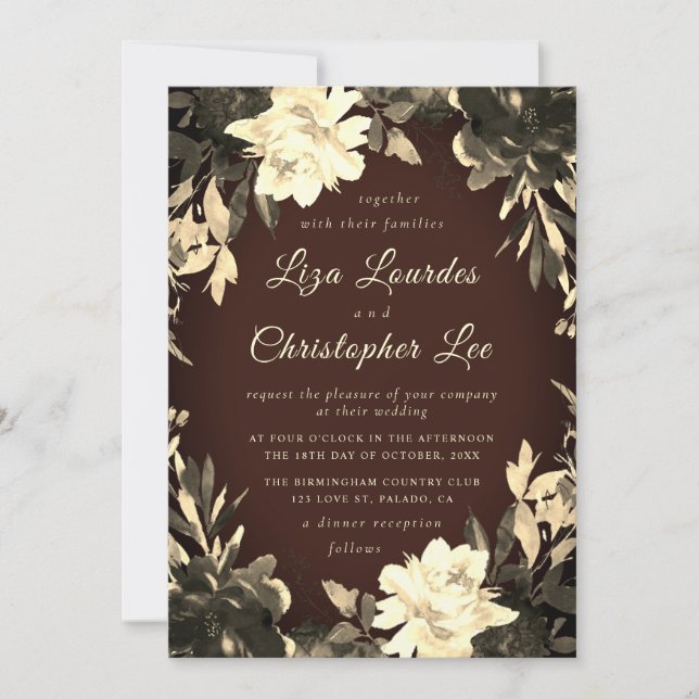 Invitation Luxuriant Rustic Fall Floral Mariage (Devant)
