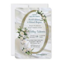 Luxurious, White, Flowing Silk & White Roses.