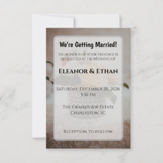 Invitation Luxury Cream Rose Geometric Vase Elegant Wedding