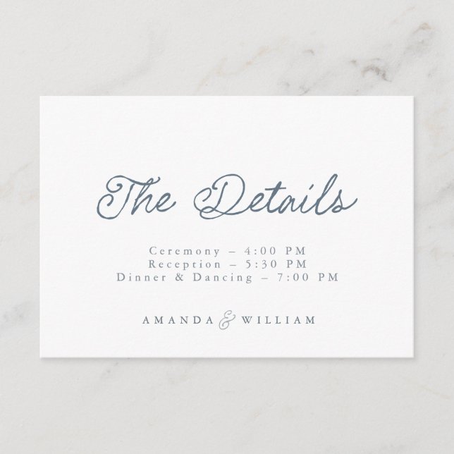 Invitation Luxury French Wedding Details Card  (Devant)