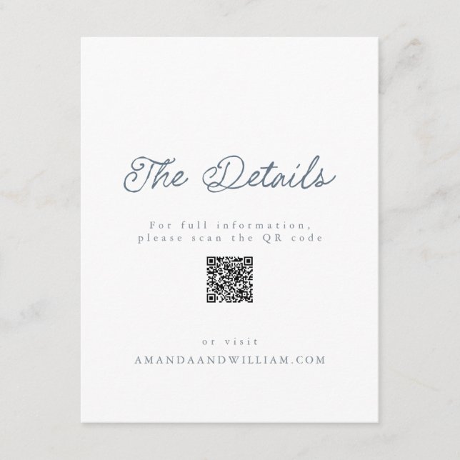 Invitation Luxury French Wedding Details Card QR Code  (Devant)