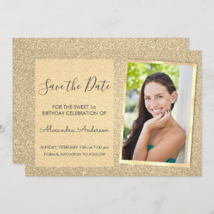 Invitation Luxury Gold Parties scintillant Sweet 16 Enregistr