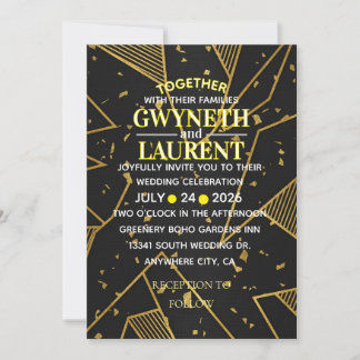 Invitation Luxury Noir Elegant Black and Gold Formal Invitati