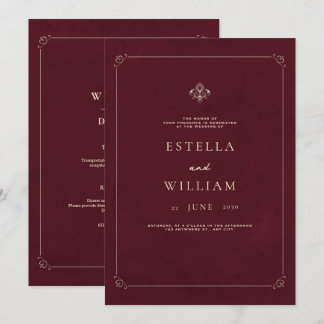 Invitation Luxury Old Money Wedding Burgundy Classic Wedding