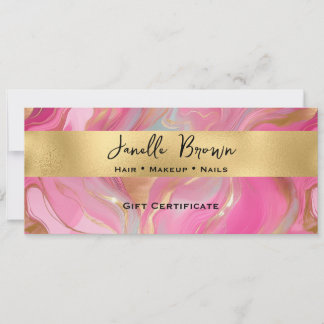 Invitation Luxury Pink Marble and Gold Gift Certificate Card
