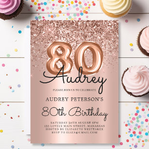 Invitation Luxury Rose Gold Parties scintillant Balloon 80e a