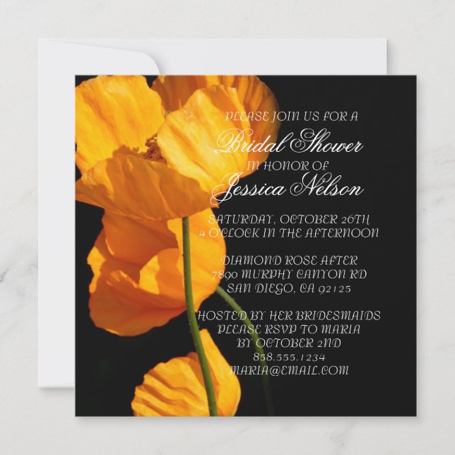 Invitation Luxury Yellow Islande Poppy Fête des mariées Invit (Devant)