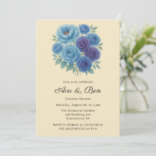 Invitation Lyons Blue Peony & Fig Violet Rose Couples Douche