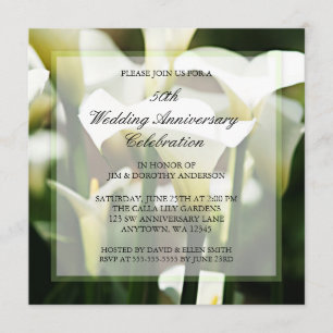 Invitation Lys calla blanc 50e anniversaire de mariage