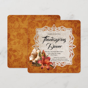 Invitation Lys d'automne Dîner Thanksgiving