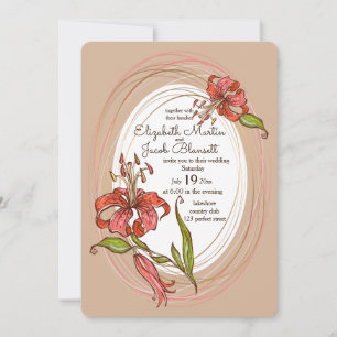 Invitation Lys de tigres Mariage, brun clair