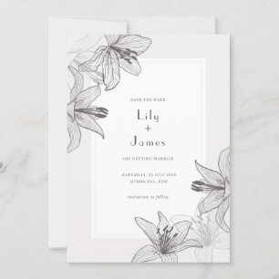 Invitation Lys floraux illustrés classiques Enregistrer la da