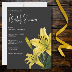 Invitation Lys jaune sur douche de mariée noire