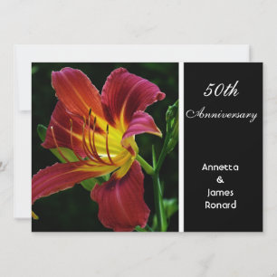 Invitation lys mariage anniversaire fleur de lys rouge pourpr