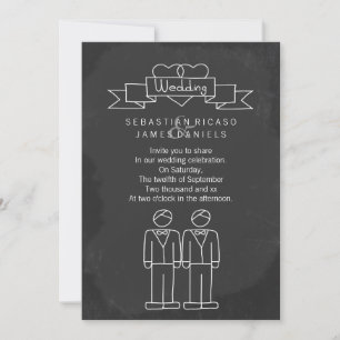 Invitation M. et M. Doodle Chalkboard Gay Mariage
