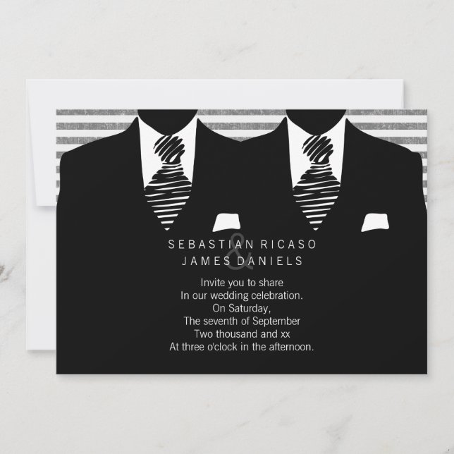 Invitation M. et M. Suit et Cravate Gay Mariage (Devant)