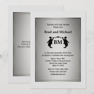 Invitation M. et M. Trumpet soufflent noir blanc argenté
