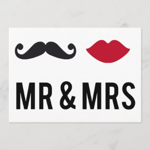 Invitation m. et mme avec moustache et lèvres roug