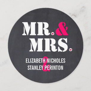 Invitation M. et Mme Typographie moderne mariage rose noir