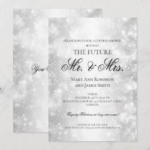 Invitation M. Mme Couples Douche Argent Lumière Shimmer