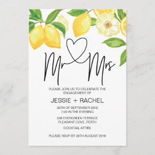 Invitation M. & Mme Fiançailles Summer Lemons Engagé