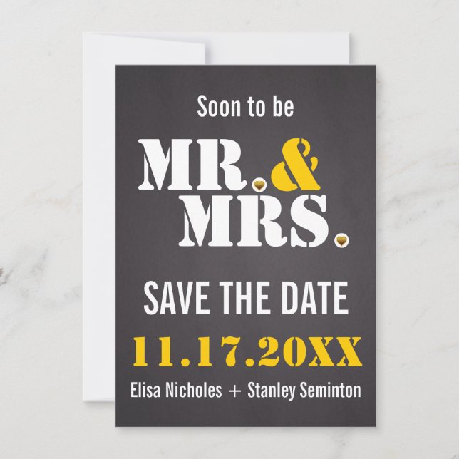 Invitation M. & Mme Mariage de typographie moderne Enregistre (Devant)