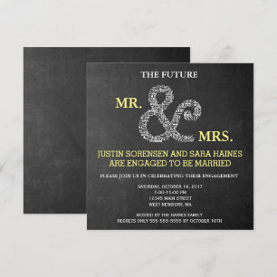 Invitation M. & Mme Rustic Chalkboard Fiançailles Rehearsal
