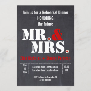 Invitation M. & Mme typographie mariage dîner de réhérence