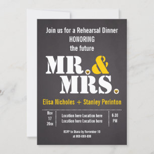 Invitation M. & Mme typographie mariage dîner de réhérence