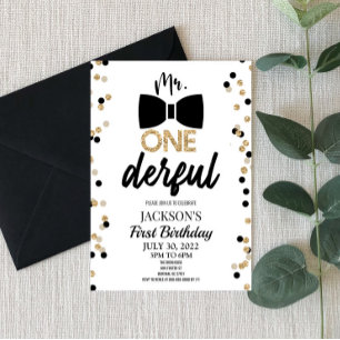 Invitation M. ONEderful Bowtie 1er fête d'anniversaire