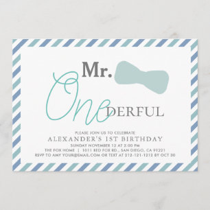 Invitation M. ONEderful Boy Blue 1er Anniversaire
