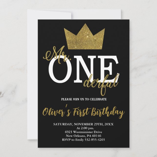Invitation M. Onederful Invitation, Garçon premier anniversai (Devant)