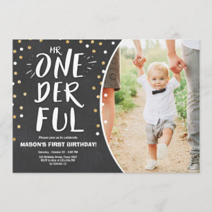 Invitation M. or onederful de noir de garçon d'invitation