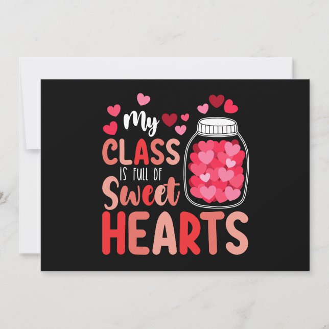 Invitation Ma Classe Est Pleine De Cœurs Valentins (Devant)