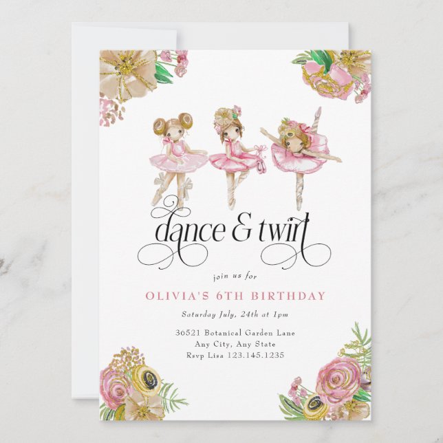 Invitation Ma Petite Ballerine | Fête de Ballet (Devant)