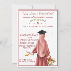 Invitation "Ma réussite n'est qu'auprès d'Allah" Jeune fille