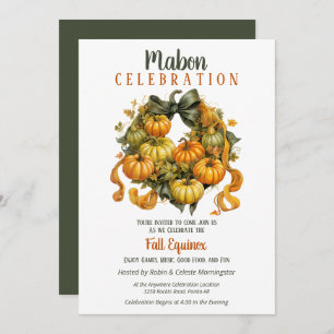 Invitation Mabon Harvest Automne Equinox Citrouille Wreath