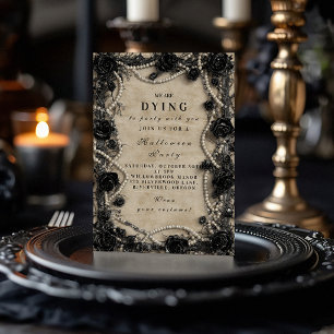 Invitation Macabre Rose Gothique Rassemblement d'Halloween