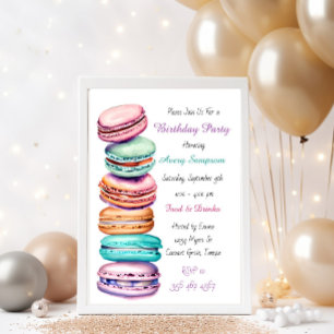 Invitation Macaron fête d'anniversaire à thème pour elle