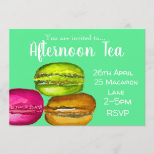 Invitation Macaron jaune coloré après-midi fête du thé