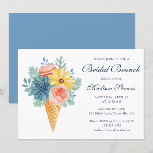 Invitation Macaron Succulent Floral   Brunch de Mariage