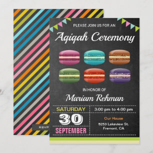 Invitation Macarons doux mignons Aqeeqah Cérémonie d'Aqiqah