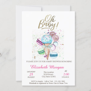 Invitation Macarons et glace Oh Baby Fête prénatale d'été béb