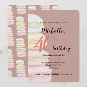 Invitation Macarons Français Aquarelle Peints à la main
