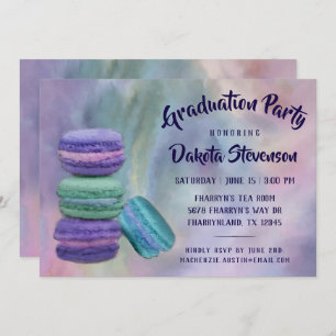 Invitation Macarons géants Français Sweets Graduation
