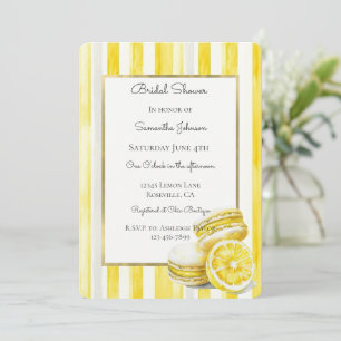 Invitation Macarons Jaune Citron Rayures Enterrement de Vie d