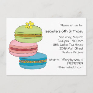 Invitation Macarons Macaron Cookies Anniversaire Tea Party