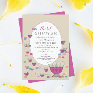 Invitation Macarons & Punch Cristal Rose Set Fête des mariées